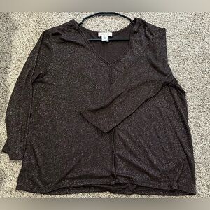 Talbots Black & Silver Metallic Thread Cardigan